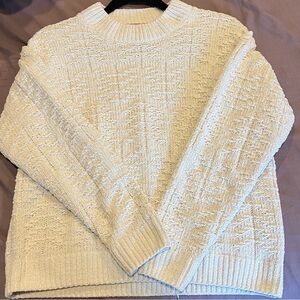 Weatherproof Off-White Textured Women's Sweater gold sparkle thread. Size L.
